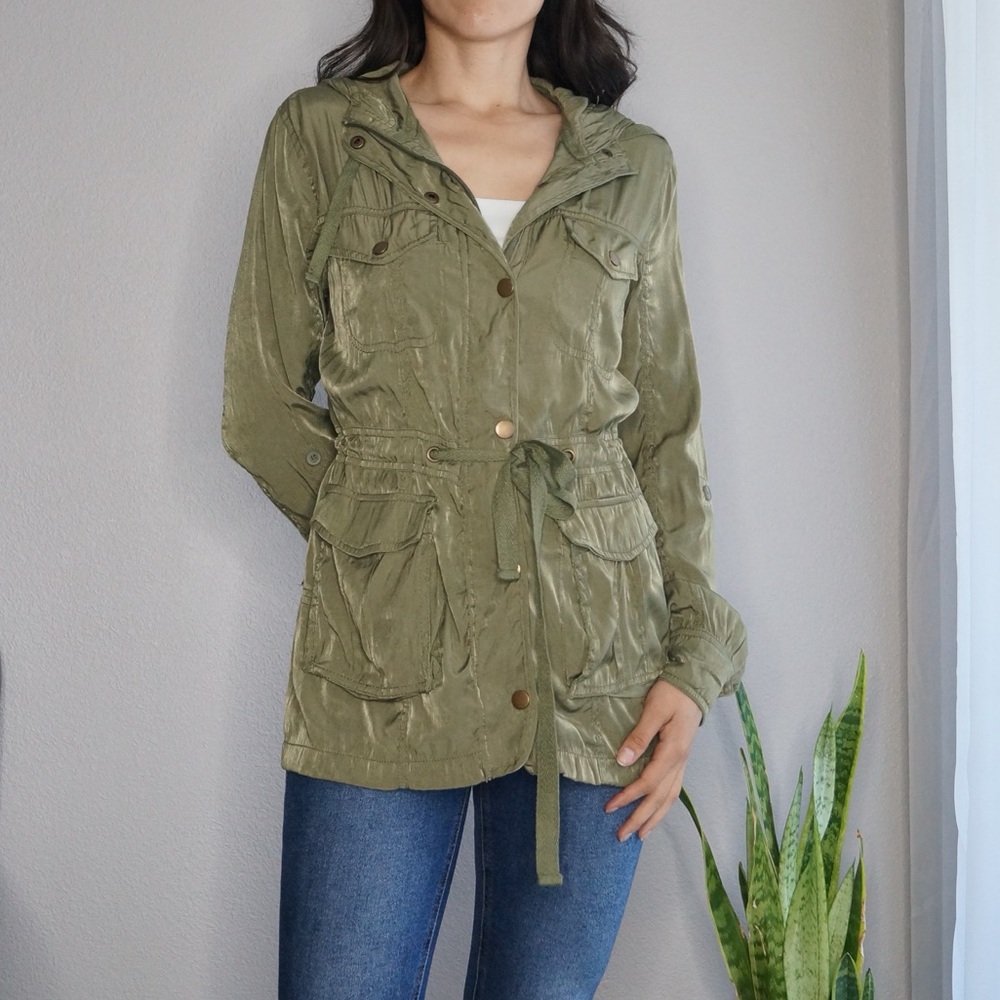Olive Green Utility Draw String Light Weight Jack… - image 1